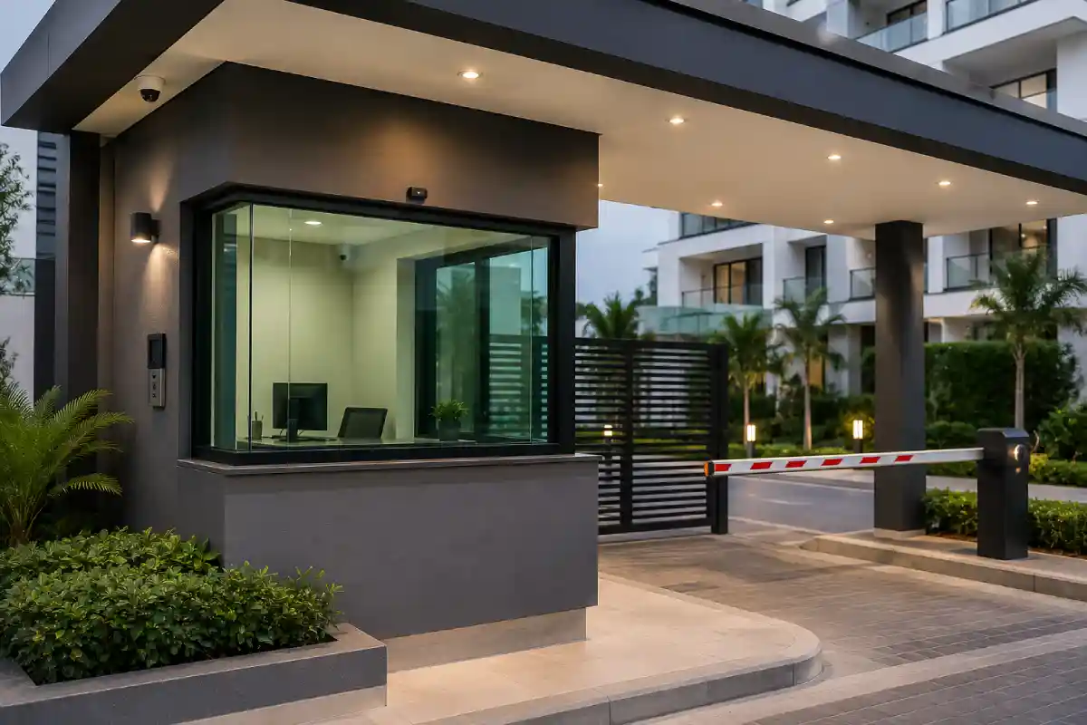 Residencia con ventanales de vidrio blindado